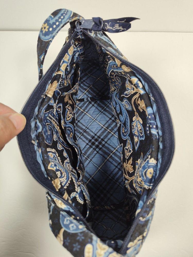 Vera Bradley Windsor Navy Blue Paisley Shoulder Bag Purse w/ Matching Mini Pouch - Picture 6 of 11